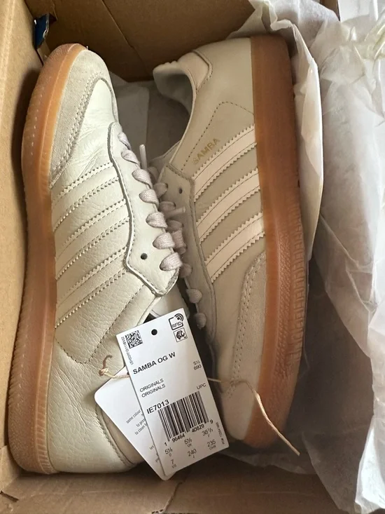 Adidas Samba OG Aluminum Gum Women’s Size 7 – Cream Leather, Gum Sole - Picture 10 of 12